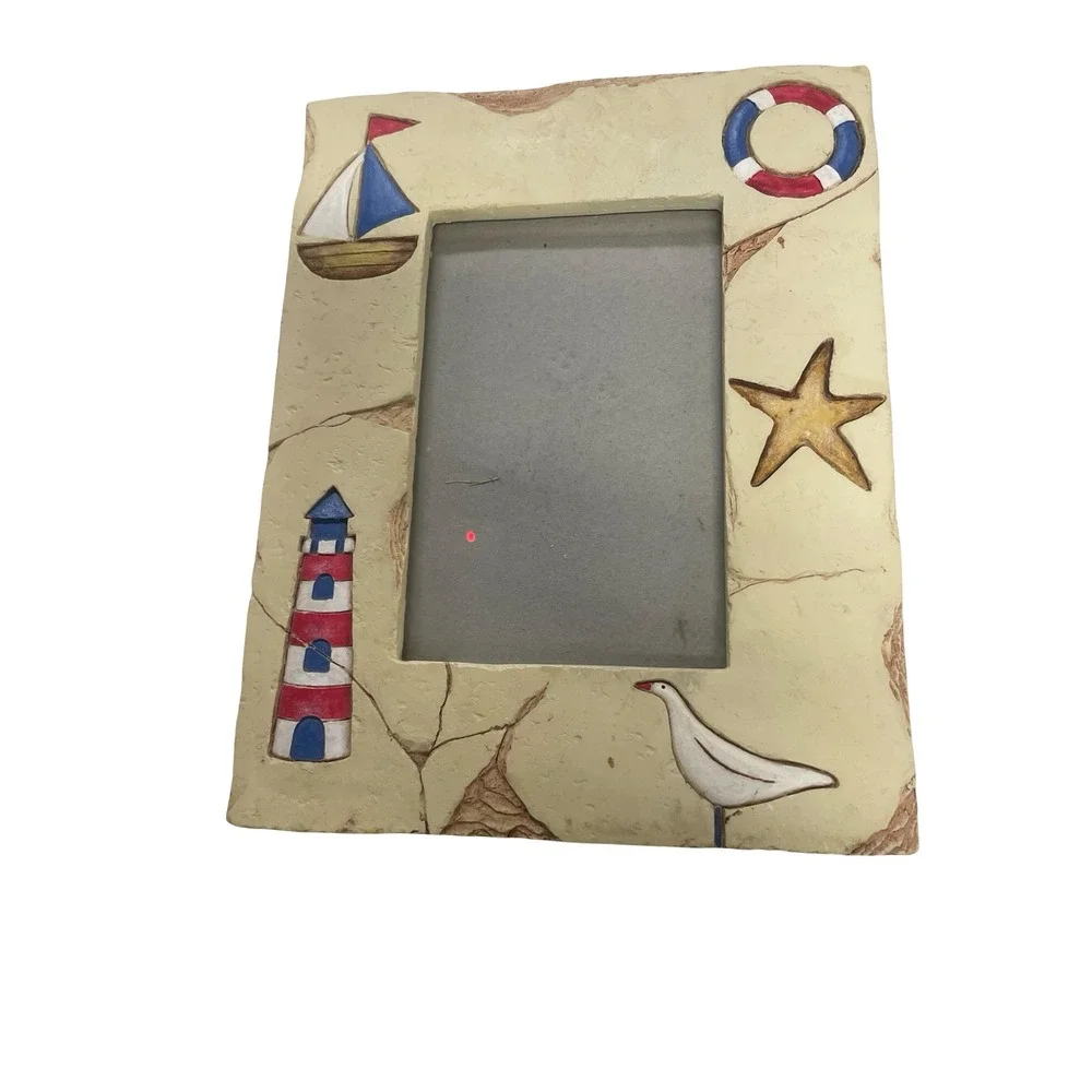 Nautical Beach Picture Frame 4x6 Lighthouse Sailboat‎ Starfish Coastal Decor